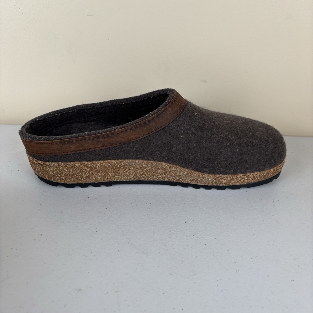 Haflinger Grizzly Wool Clogs Men 10 Women 12 EU 43 Gray w/Brown Leather Trim EUC - Picture 3 of 9